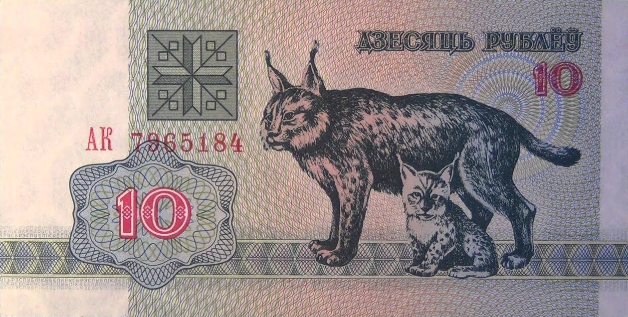 Также рысь была изображена на денежных купюрах 1995 года номиналам в 10 рублей.