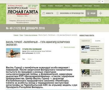 Скрыншот матэрыяла на сайце газеты