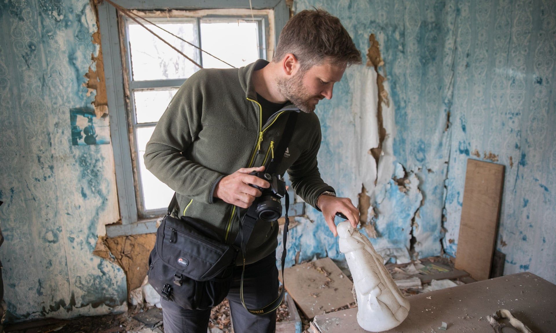 The author in an abandoned house on Droniki village