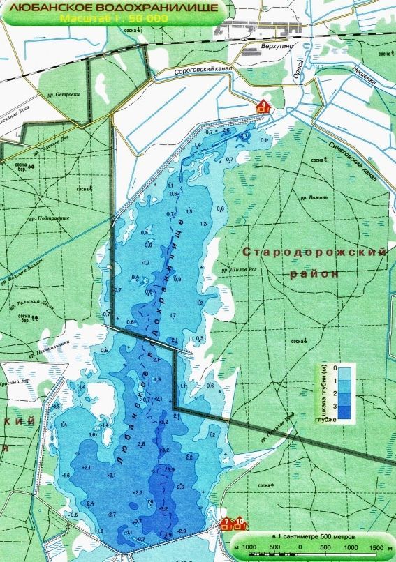 Любанское водохранилище на карте